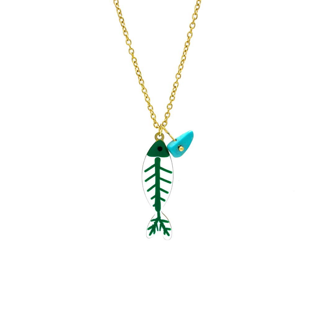 Colliers Pendentifs Pour Femmes En Acier Inoxydable, Couleur Or, Motif Poisson Émaillé, Motif Vacances 