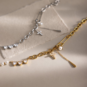Colliers Pendentifs Pour Femmes, Collection Romantique, En Forme De Cœur, En Acier Inoxydable Étanche, Couleur Or Et Zircon. h5 Image3