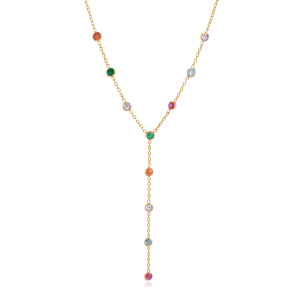 Colliers Pendentifs Pour Femmes En Acier Inoxydable Étanche Couleur Or Avec Zircon, Collection Luxueuse h5 Image4