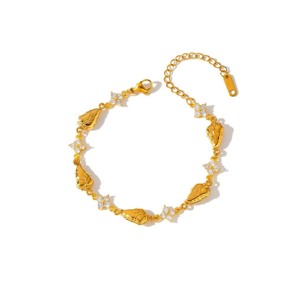 Bracelet Chaîne Femme Classique, Simple Et Irrégulier En Acier Inoxydable, Motif Martelé, Couleur Or, Étanche Image5