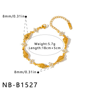 Bracelet Chaîne Femme Classique, Simple Et Irrégulier En Acier Inoxydable, Motif Martelé, Couleur Or, Étanche h5
