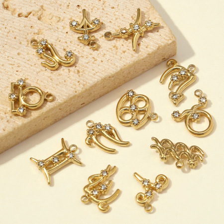 Pendentifs pour femmes Simple Series DIY Constellation en acier inoxydable étanche couleur or 2