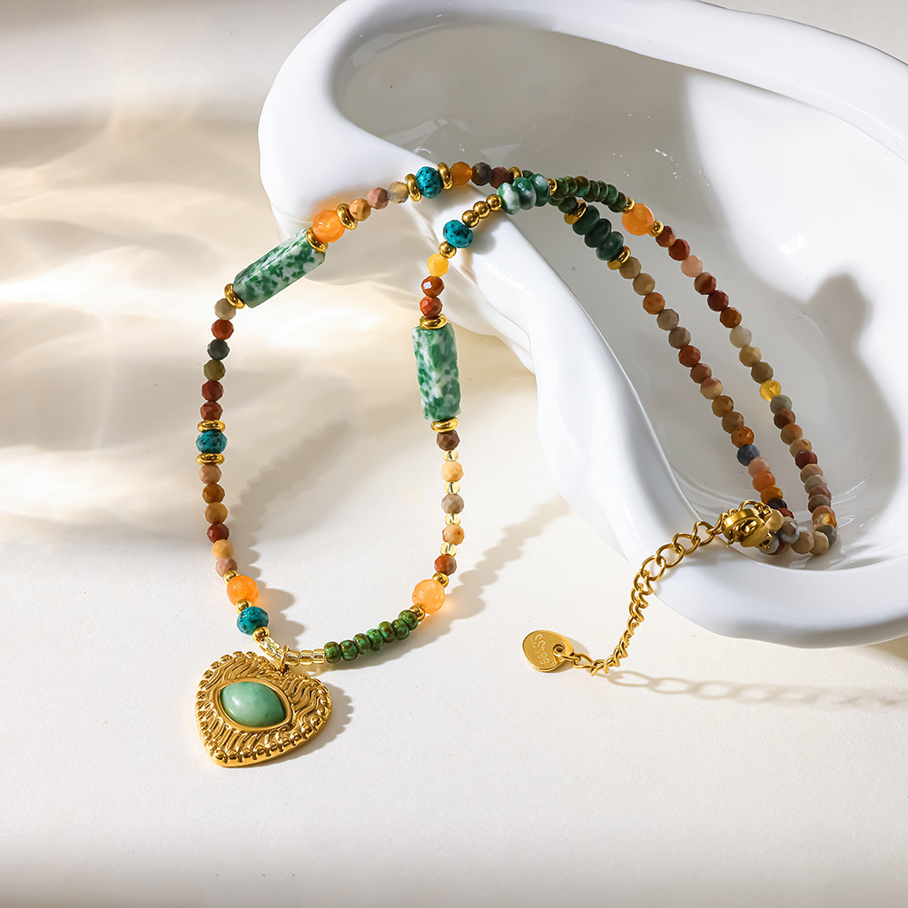 Colliers Pendentifs Pour Femmes En Acier Inoxydable, Couleur Or, Avec Pierre Naturelle Et Motif Œil De Diable Image3