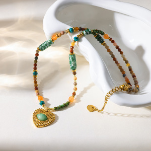 Colliers Pendentifs Pour Femmes En Acier Inoxydable, Couleur Or, Avec Pierre Naturelle Et Motif Œil De Diable h5 Image3