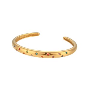 Bracelet Jonc Pour Femme En Acier Inoxydable Doré, Imperméable, De Forme Irrégulière Et Élégante, Orné De Zircon, Collection Luxueuse h5 