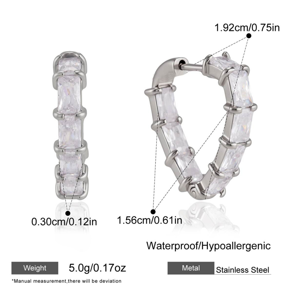 Boucles D'Oreilles Créoles Pour Femmes, Luxueuses Et Simples, En Acier Inoxydable Imperméable, Couleur Or, Ornées De Zircon, Forme Triangulaire Patchwork. 