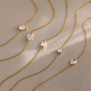 Bracelets À Breloques Simples En Acier Inoxydable Étanche, Couleur Or, Avec Zircon, Pour Femmes h5 Image4