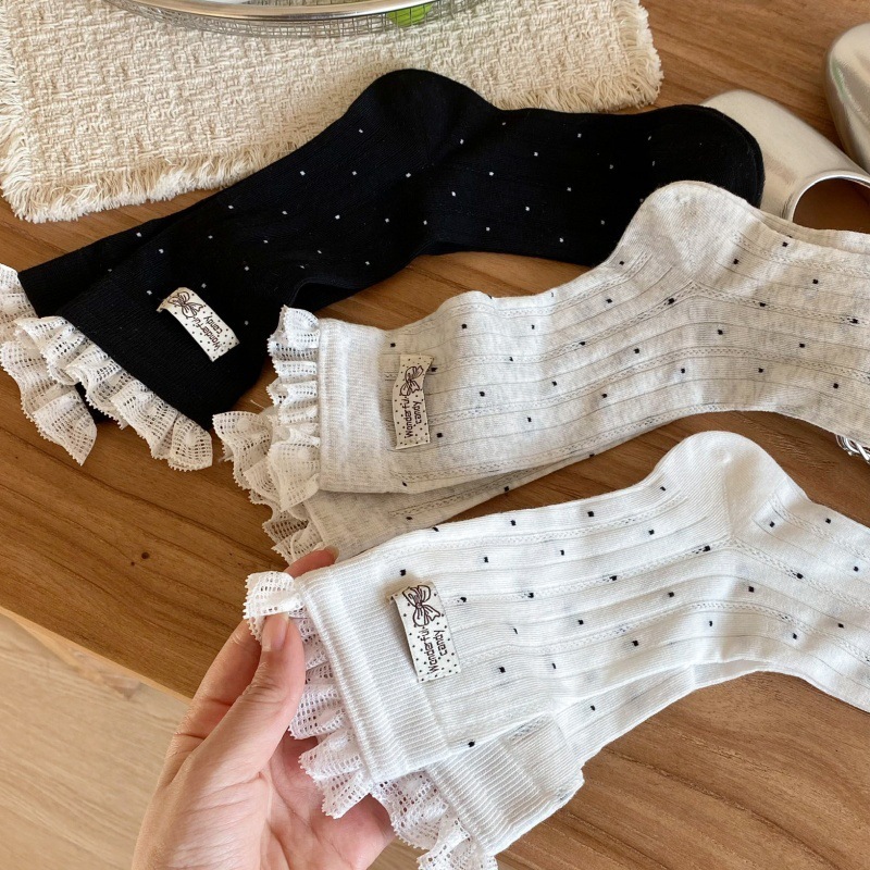 Chaussettes Mi-Mollet À Pois Élégants Et Légèrement Rebondissants h5Image2