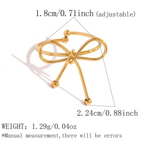 Bague Simple Series Daily Bow Knot En Acier Inoxydable Étanche Couleur Or h5