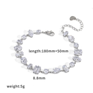Bracelet Chaîne Pour Femme En Acier Inoxydable Doré, Étanche Et Orné De Cristaux, Collection Luxe h5 