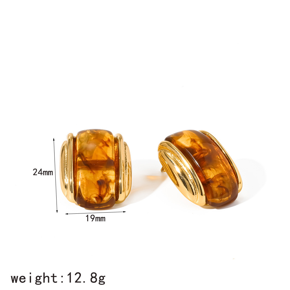 Boucles D'Oreilles Puces Pour Femmes, Style Rétro, En Acier Inoxydable, Étanches, Couleur Or, Collection Simple Series 