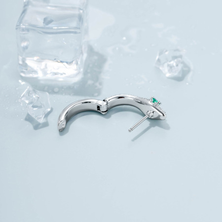 Boucles d'oreilles créoles pour femmes, motif serpent, cuivre et zircon, collection Simple 2