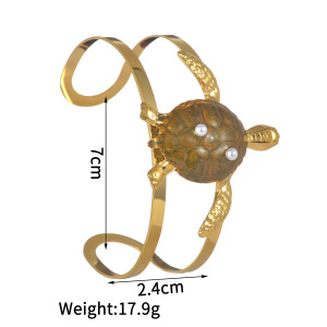 Bracelets Manchettes Pour Femmes En Acier Inoxydable Émaillé, Couleur Or, Style Vacances Océaniques h5 