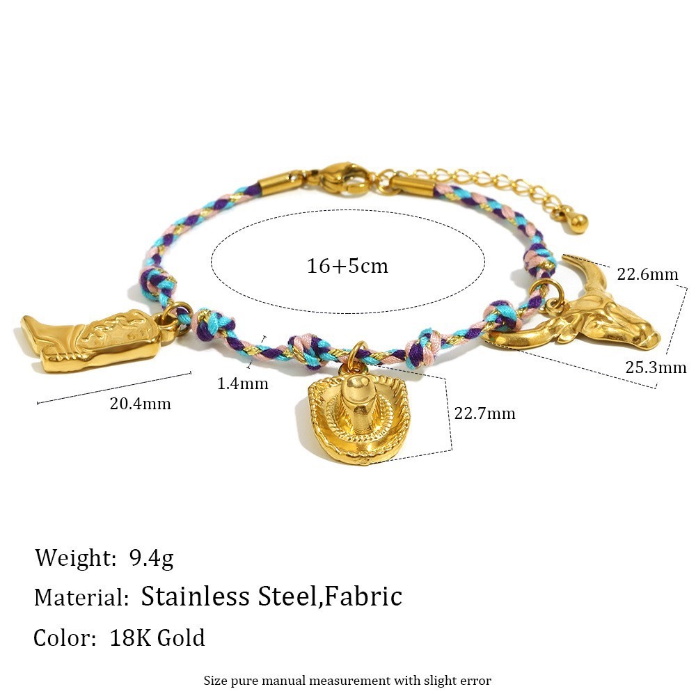 Bracelet Tressé Pour Femme, Collection Romantique, Nœud Papillon Fleuri, Trèfle, En Acier Inoxydable, Étanche, Couleur Or. 