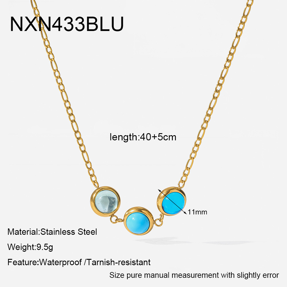 Colliers À Maillons Pour Femmes Daily Circle En Acier Inoxydable Étanche Avec Zircon Coloré 