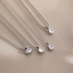 Colliers Pendentifs Pour Femmes En Acier Inoxydable, Forme Géométrique Simple, Étanches, Avec Zircon h5 Image4