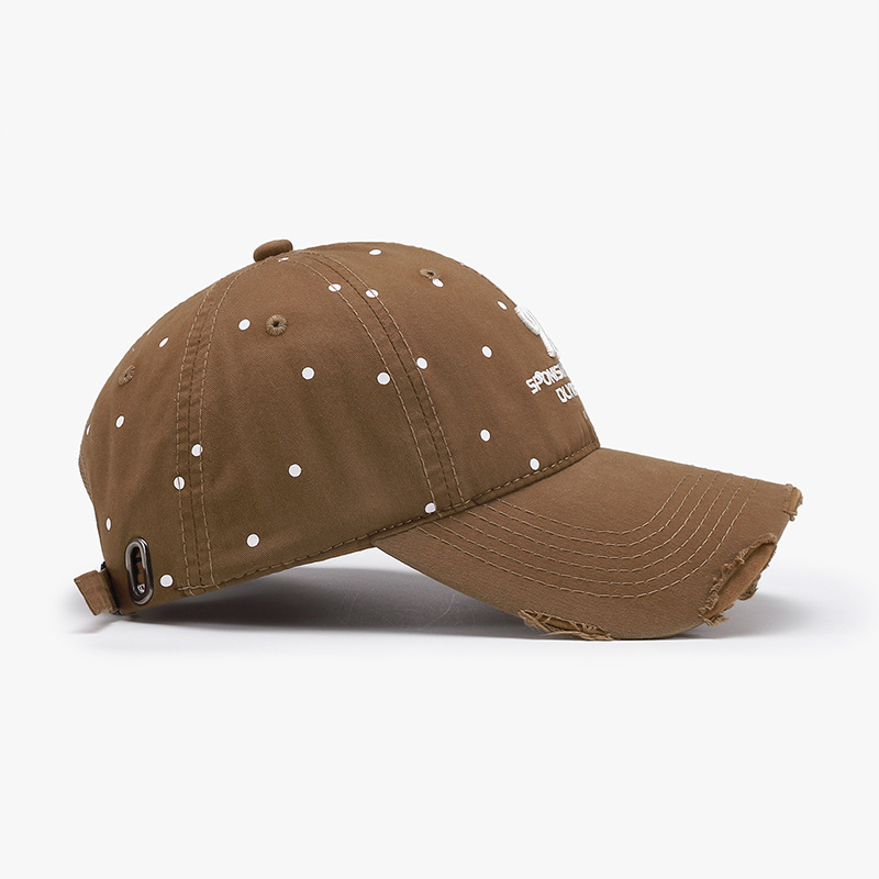 Casquette De Baseball En Coton À Pois, Couleur Unie, Style Décontracté, Série Simple h5Image4
