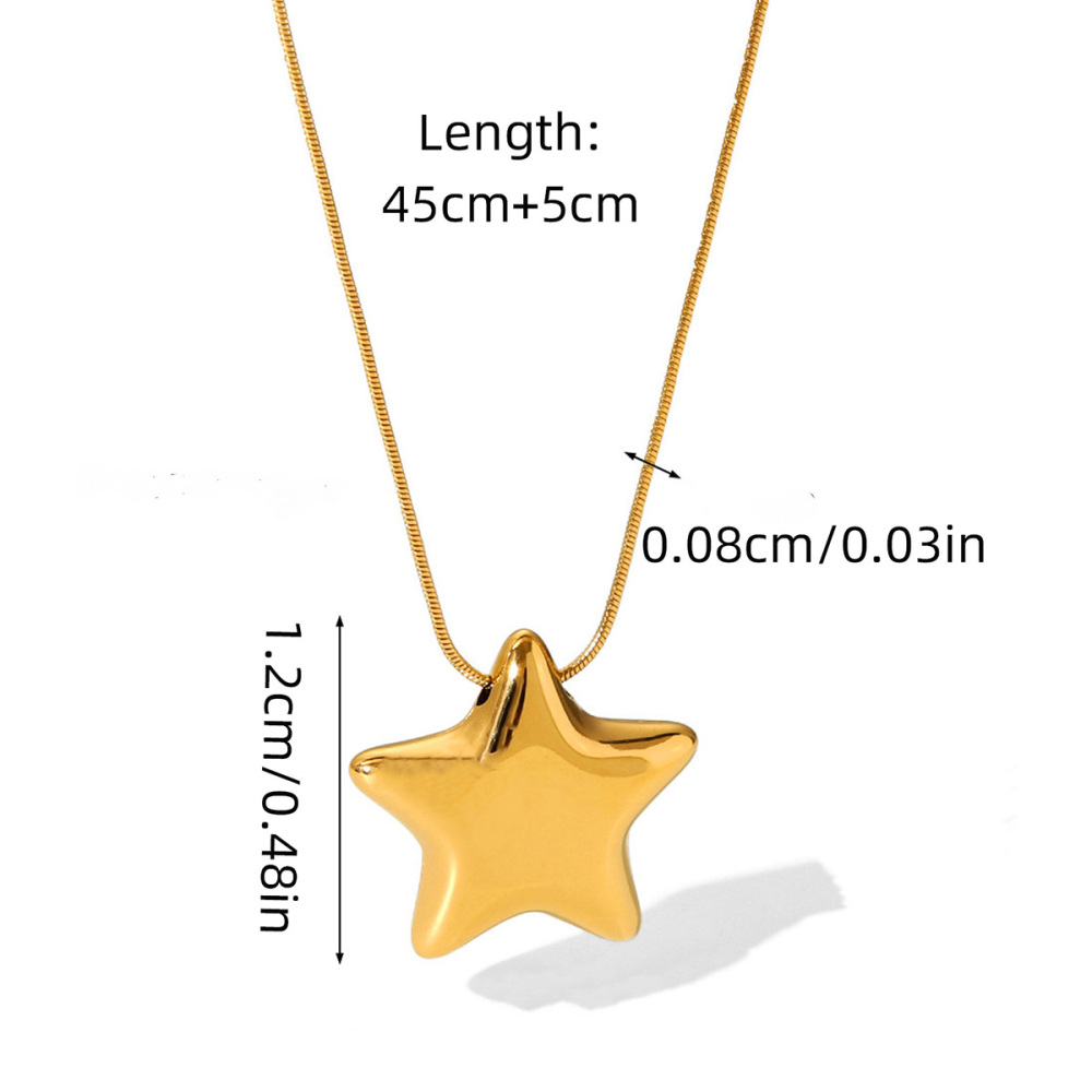Colliers À Maillons Pour Femmes Simple Series Daily Star En Acier Inoxydable, Étanches, Couleur Or 