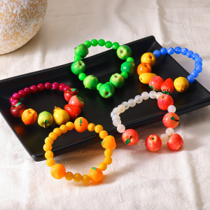 Bracelets En Acrylique Sweet Daily Strawberry Pour Femmes, Sans Placage, Ornés De Perles. h5 Image3