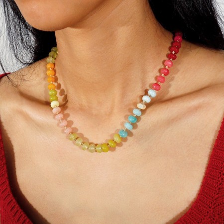 Colliers de perles colorées en pierres naturelles pour femmes