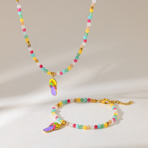 Ensembles De Bijoux Pour Femmes En Acier Inoxydable, Acrylique Doré, Forme Géométrique Simple Et Élégante, Pour Le Quotidien. h5 Image2