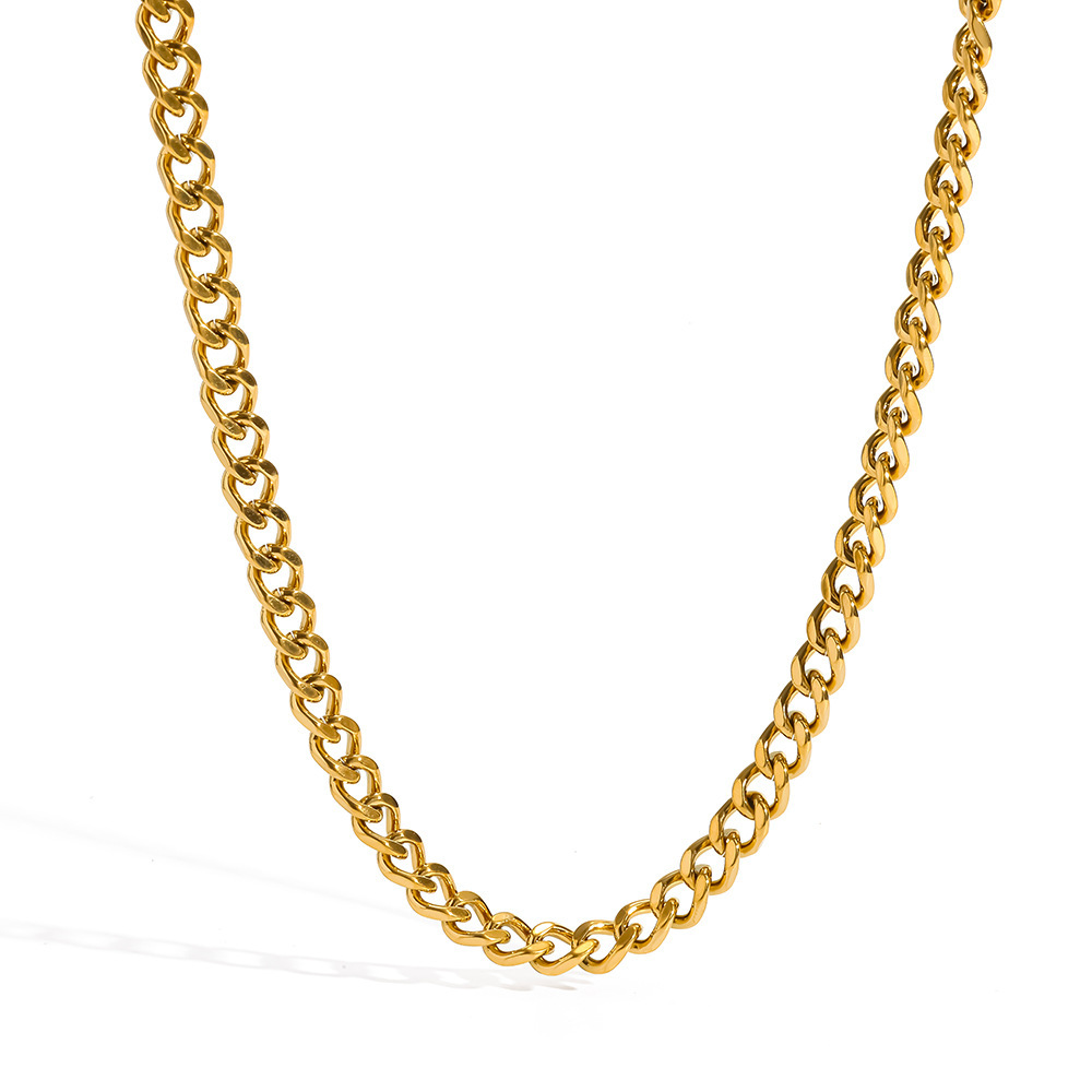 Collier Unisexe Simple Series Daily Chain En Acier Inoxydable Étanche Couleur Or Image4