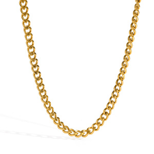 Collier Unisexe Simple Series Daily Chain En Acier Inoxydable Étanche Couleur Or h5 Image4