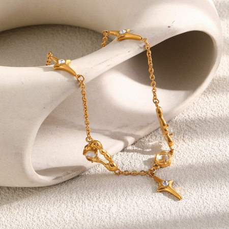 Colliers pendentifs pour femmes en acier inoxydable, couleur or, avec strass et étoile simple 2