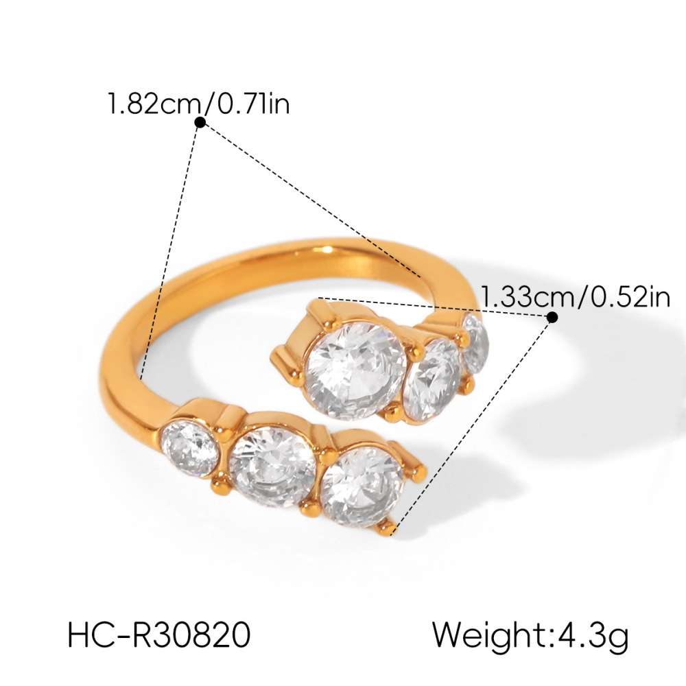 Bagues Pour Femmes Simple Series Daily Circle En Acier Inoxydable Étanche Couleur Or Avec Zircon Et Pierre Précieuse Image2