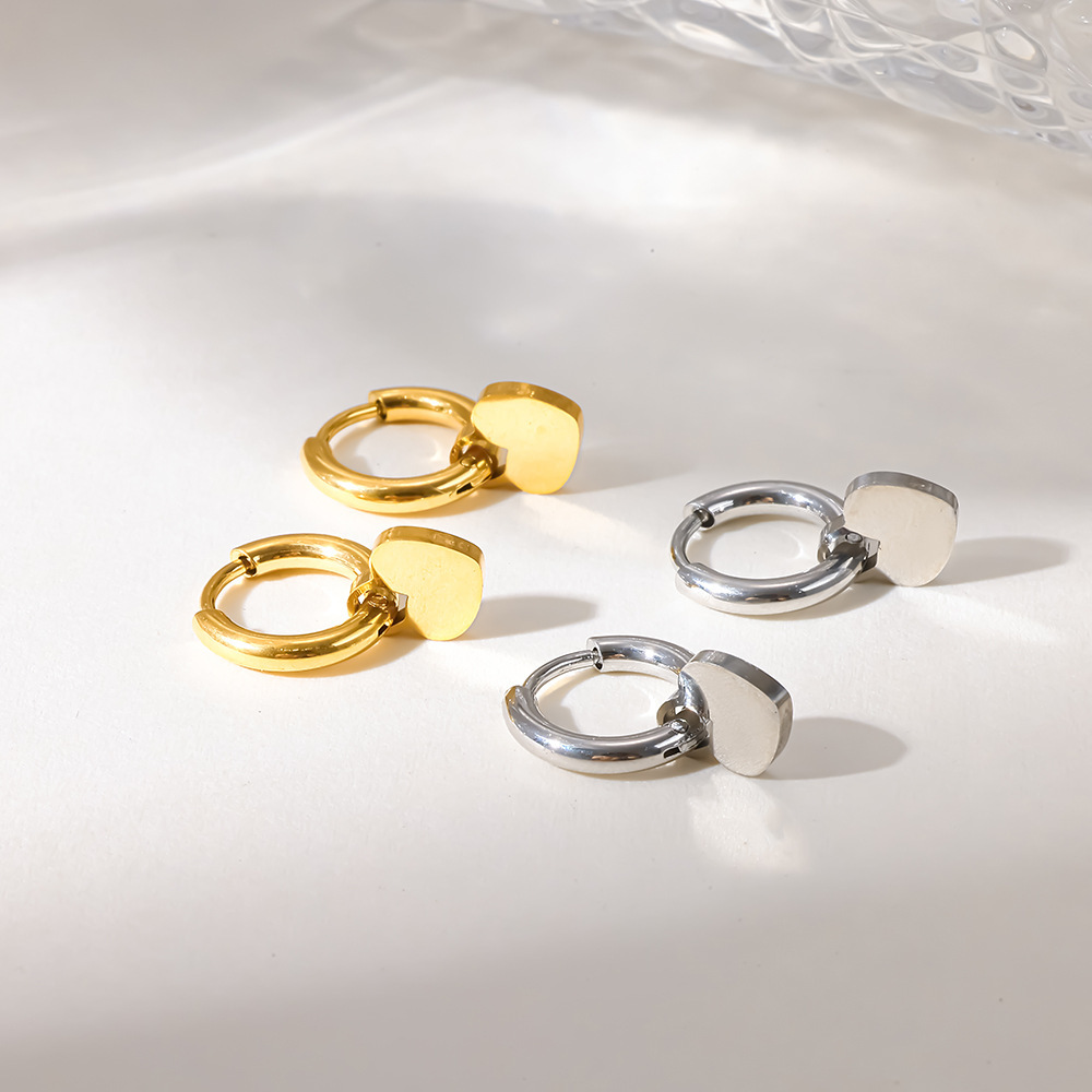 Boucles D'Oreilles Créoles Pour Femmes, En Acier Inoxydable Doré, Forme Géométrique Simple, Étanches. h5Image2