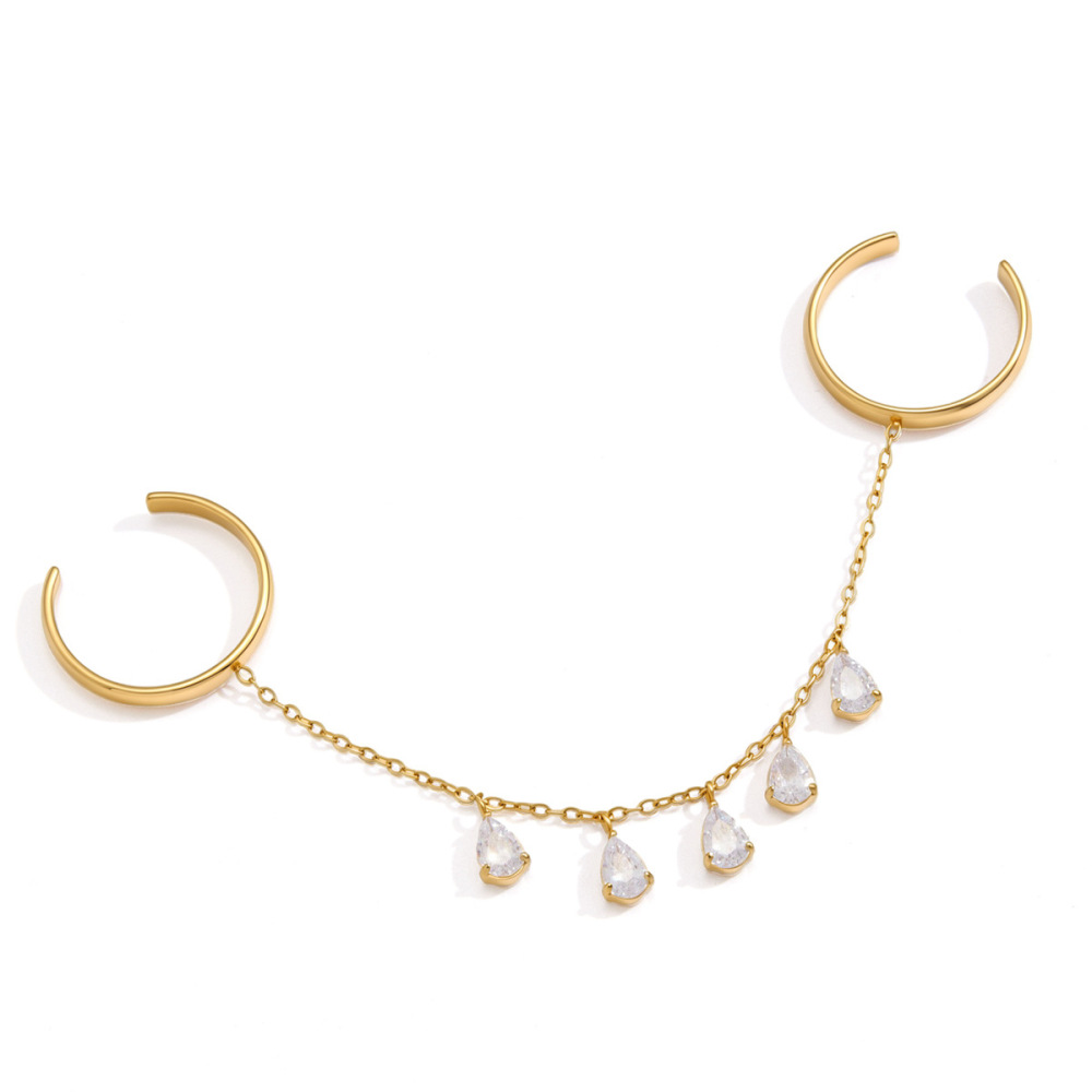 Bagues Pour Femmes En Acier Inoxydable Doré, Imperméables, Avec Pampille Et Pendentif Goutte D'Eau, Ornées De Zircon Et De Pierres Précieuses. Collection Luxe. Image5