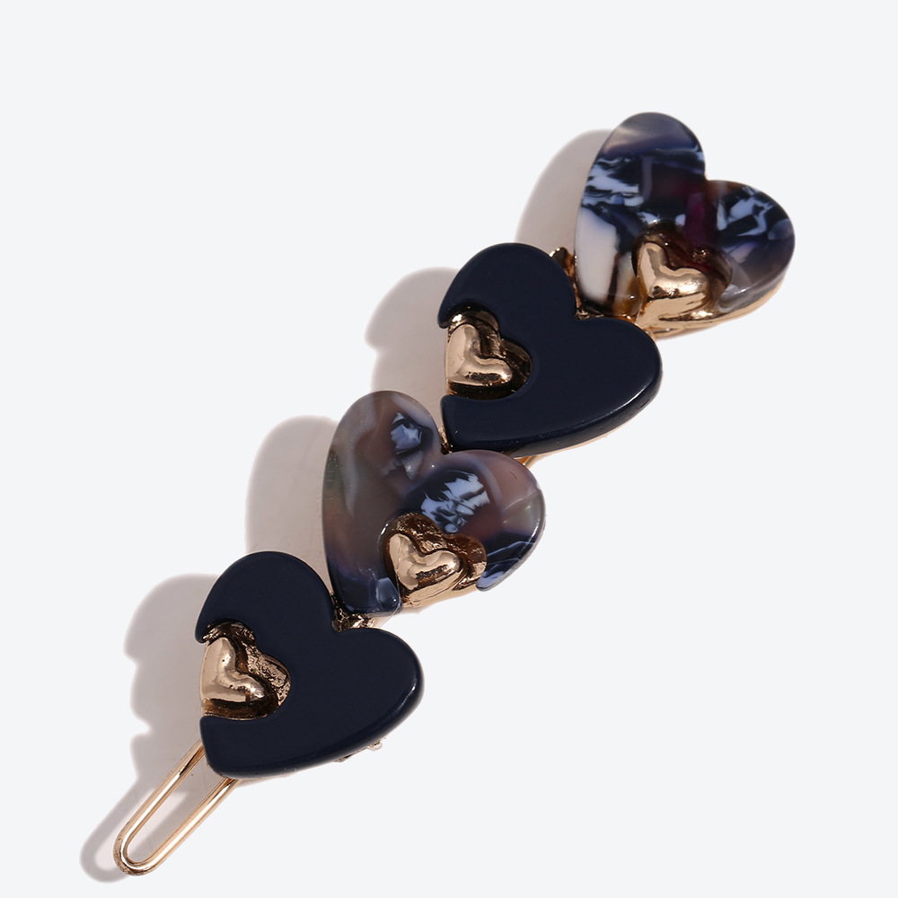 Pinces À Cheveux En Acétate Dégradé De Couleurs, Style Rétro, Avec Cœur Et Motif Cœur, Collection Romantique h5Image6