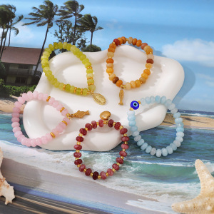 Bracelets Pour Femmes Avec Pendentif Poisson En Perles De Pierres Naturelles De Style Océanique h5 Image4