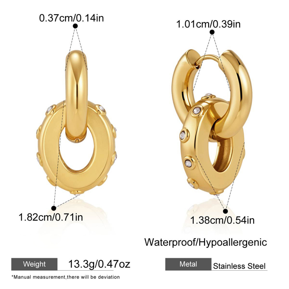 Boucles D'Oreilles Pendantes Pour Femmes, Style Torsadé, En Acier Inoxydable, Couleur Or, De Forme Irrégulière, Collection Simple Series Daily. 