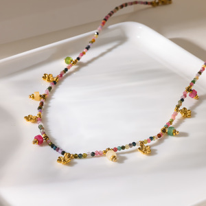 Colliers Pendentifs Pour Femmes, En Acier Inoxydable Étanche, Couleur Or, Avec Pompon, Collection Simple Series h5 Image3