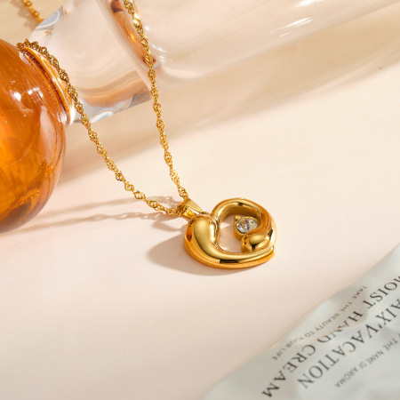 Colliers pendentifs pour femmes en acier inoxydable étanche couleur or, collection Simple Series Sweet Heart