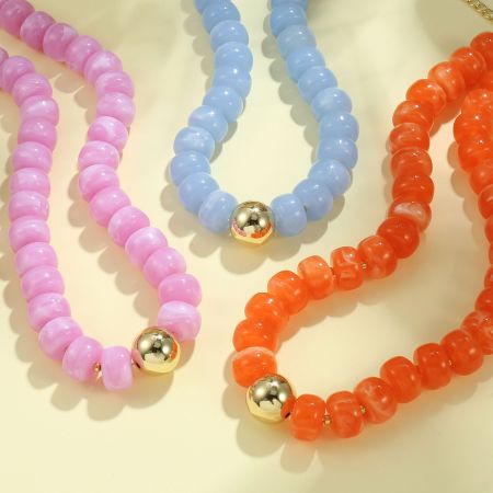 Colliers de perles en résine pour femmes, collection Simple Series 2