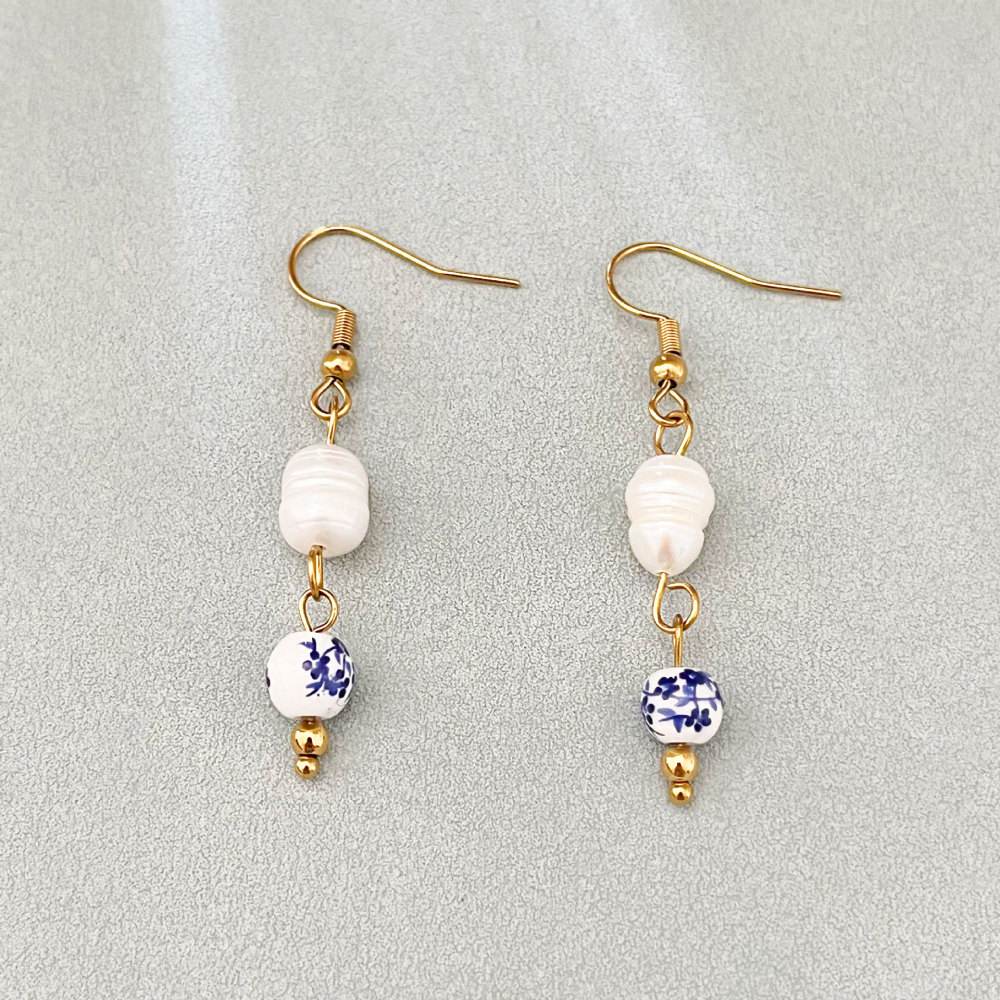 Boucles D'Oreilles Pendantes Pour Femme, Style Océanique, En Acier Inoxydable Étanche, Couleur Or, Collection Ethnique