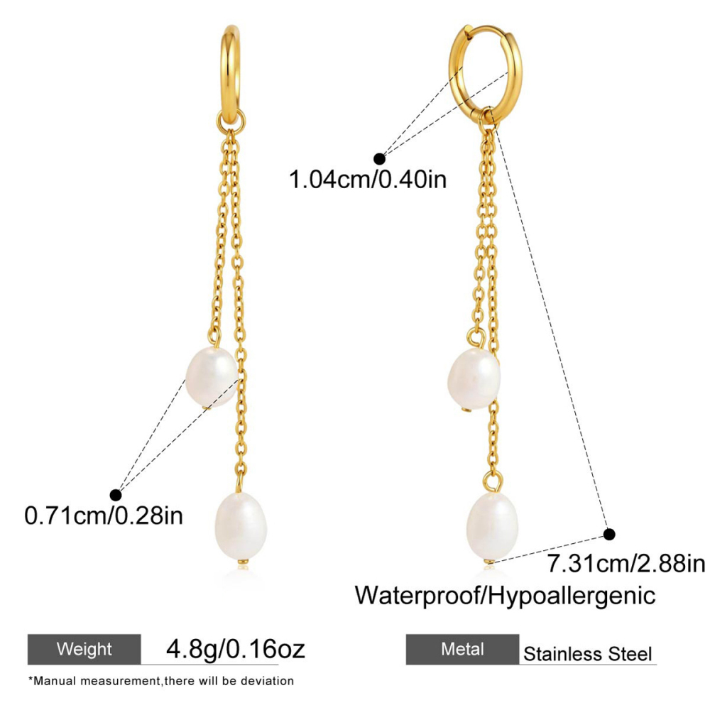 Boucles D'Oreilles Pendantes Élégantes À Pompon, En Acier Inoxydable Étanche, Couleur Or, De La Collection Simple Series.