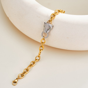 Bracelet Chaîne Femme En Acier Inoxydable Doré, Étanche, Forme Irrégulière Élégante Et Motif Animal, Collection Luxueuse h5 Image4
