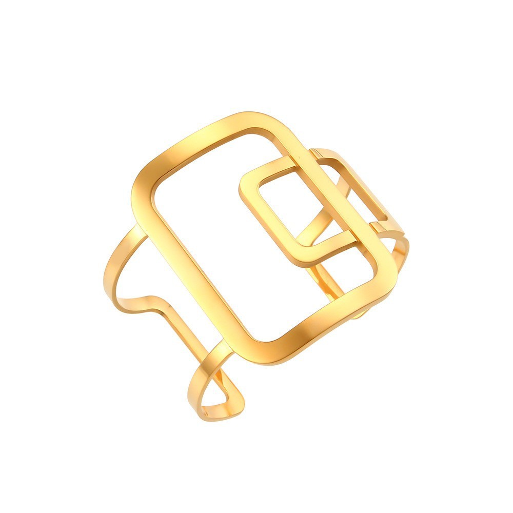 Bracelet Jonc Pour Femme, Collection Luxe Daily Flower, Forme Irrégulière, En Acier Inoxydable, Étanche, Couleur Or 