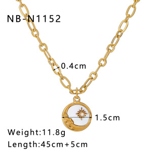 Colliers Pendentifs Pour Femmes, Collection Classique, Motif Soleil Et Lune, En Acier Inoxydable Étanche, Couleur Or h5