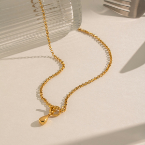 Colliers Pendentifs Pour Femmes Daily Droplet En Acier Inoxydable Étanche Couleur Or h5 Image3