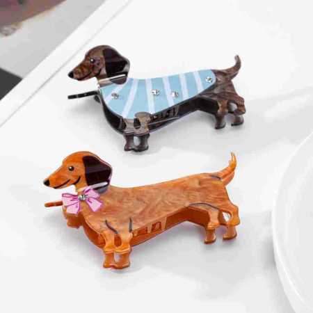Série simple, animal mignon, teckel rayé de dessin animé, griffes en acétate