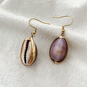 Boucles D'Oreilles Pendantes Pour Femmes, En Acier Inoxydable, Couleur Or, Style Coquillage Simple Et Étanche h5 