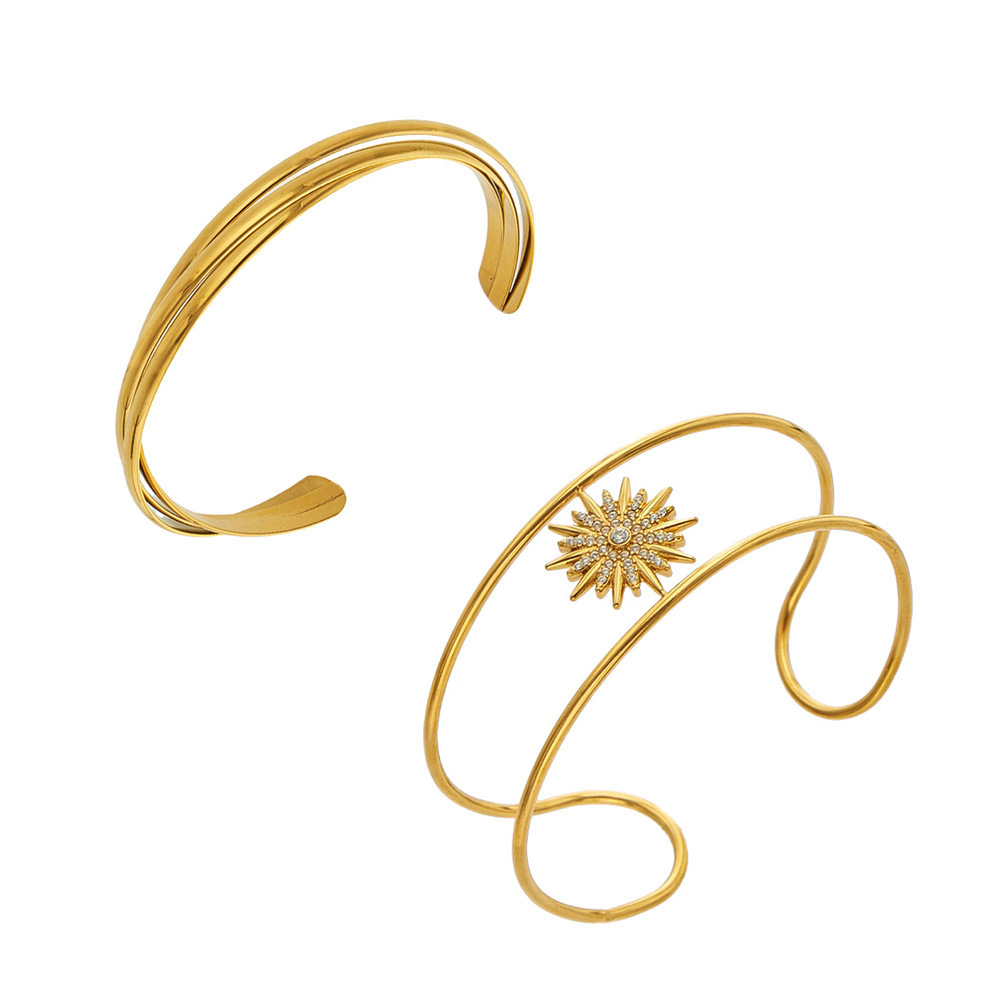 Bracelet Classique Élégant Sun Twist En Acier Inoxydable Imperméable Couleur Or Pour Femme Image5