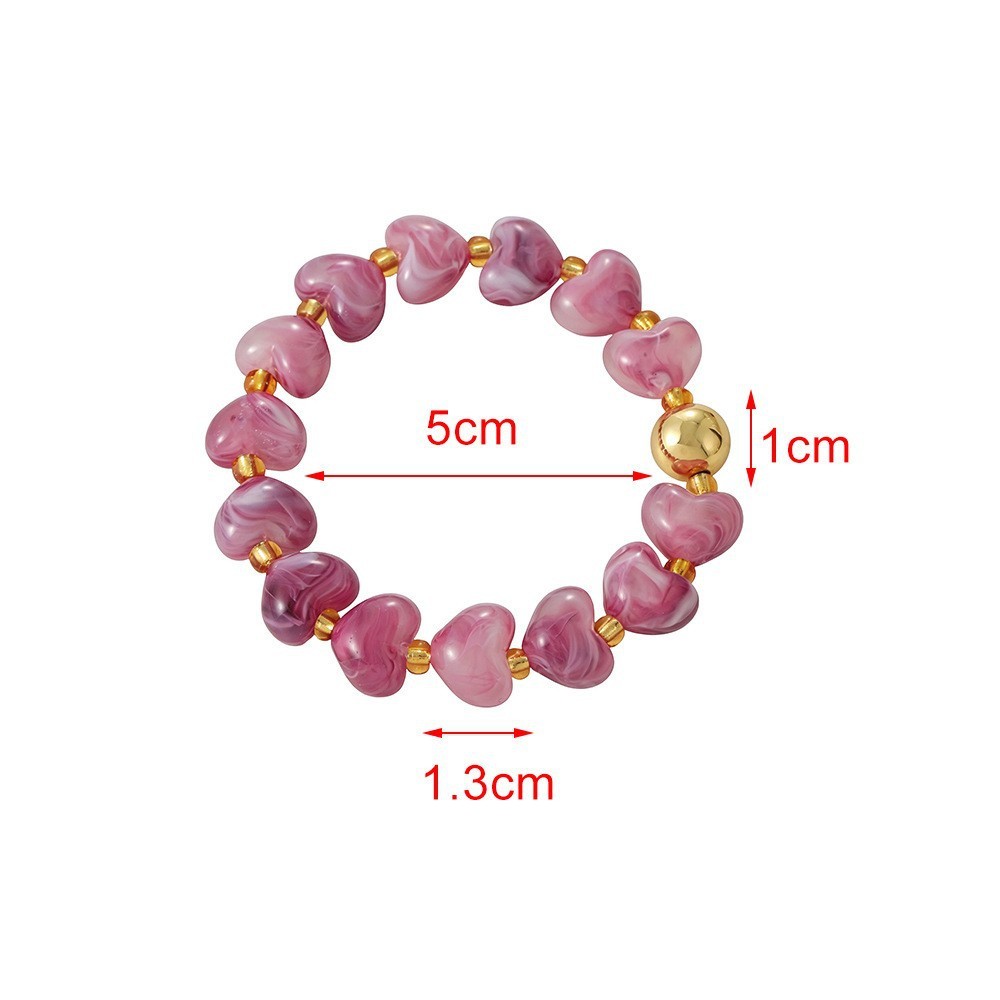 Bracelets En Résine Pour Femmes Avec Perles En Forme De Cœur Simple h5Image5