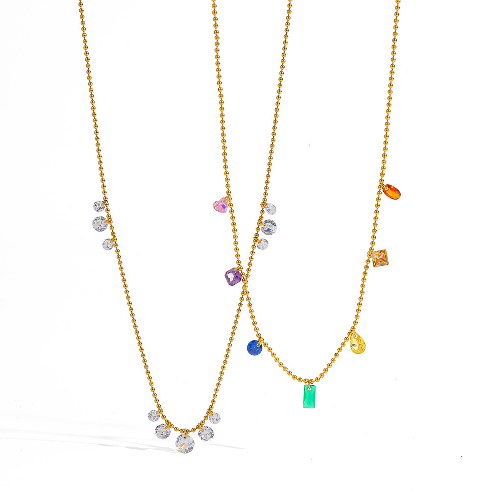 Colliers Pendentifs Pour Femmes En Acier Inoxydable Étanche, Couleur Or, Avec Zircon Image4