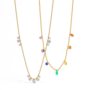 Colliers Pendentifs Pour Femmes En Acier Inoxydable Étanche, Couleur Or, Avec Zircon h5 Image4