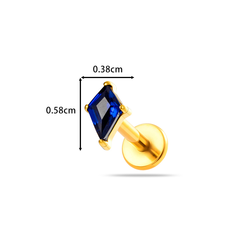 Boucles D'Oreilles Piercing Pour Femme, Forme Géométrique Simple, Alliage De Titane, Couleur Or, Zircon. Image2